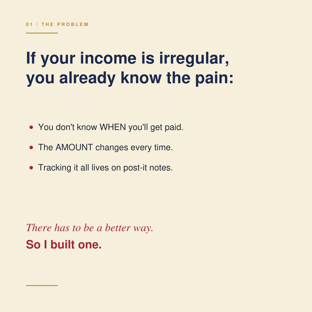 The problem: irregular income is hard to track.